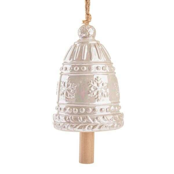 Velký keramický zvonek s vločkami 16 cm