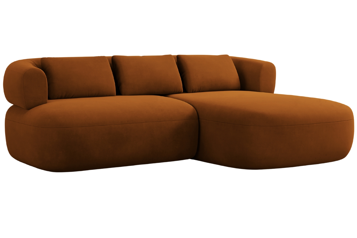 Windsor & Co Terakotově oranžová sametová rohová pohovka Aldrin 200 cm