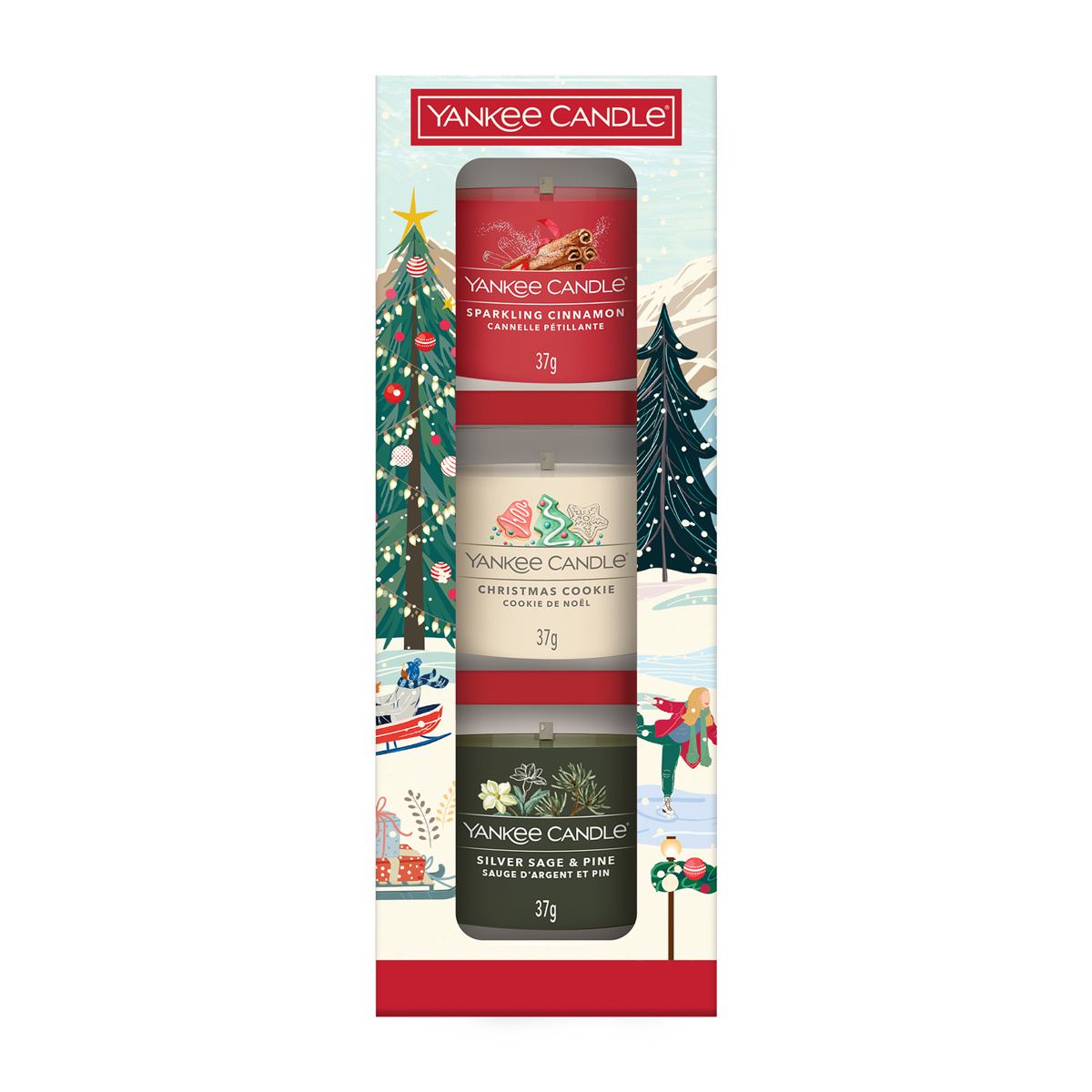 Yankee Candle Dárková sada 3 skleněných votivních svíček Christmas Classics 2025 Yankee Candle