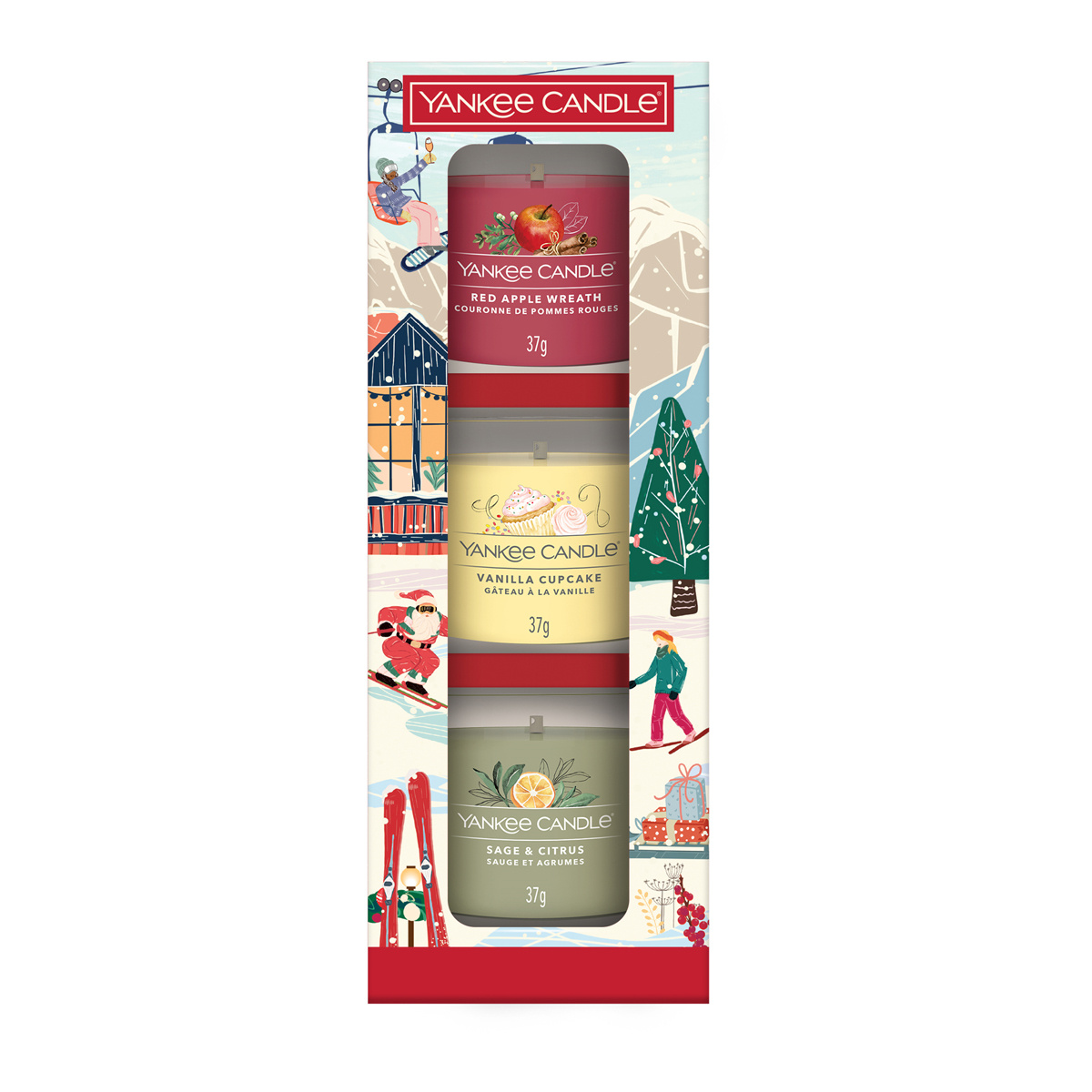 Yankee Candle Dárková sada 3 skleněných votivních svíček Holiday Party 2025 Yankee Candle