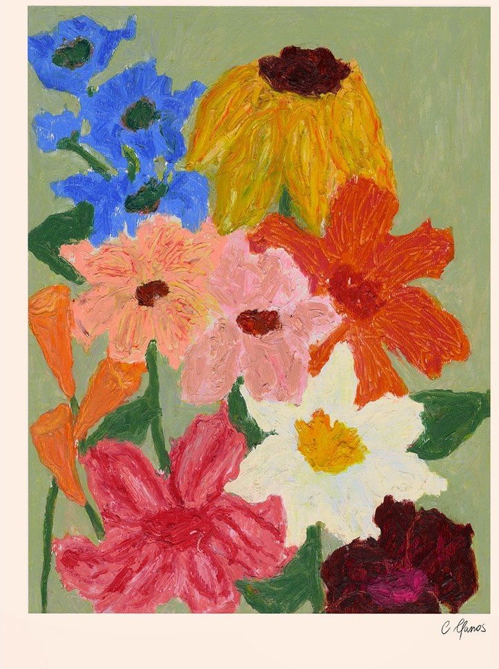 Plakát 50x70 cm Flowers on Sage Green – Carla Llanos – The Poster Club