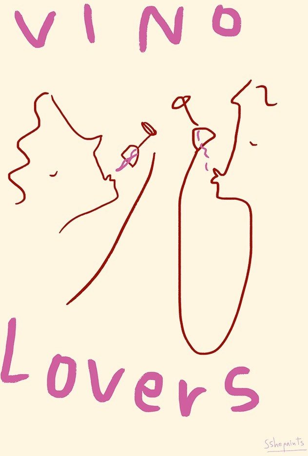 Plakát 50x70 cm Vino Lovers – Ruby Hughes – The Poster Club