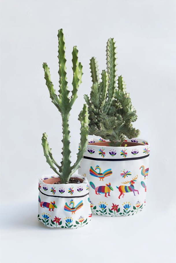 Sada 2 textilních obalů na květináč Madre Selva Animals Otomi