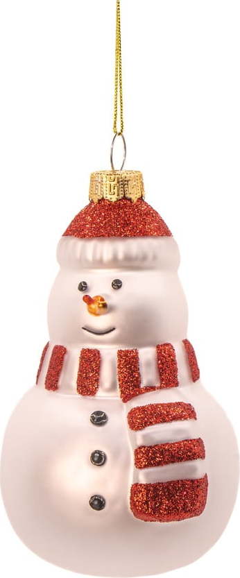 Skleněná ručně vyrobená vánoční ozdoba ø 7 cm Snowman – Sass & Belle