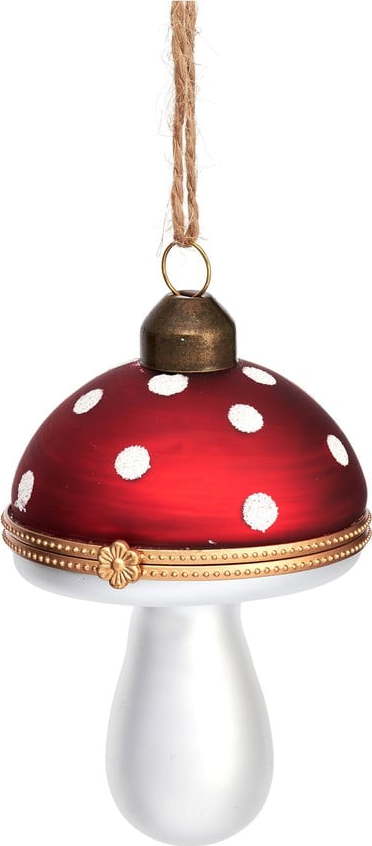 Skleněná ručně vyrobená vánoční ozdoba 9 cm Mushroom – Sass & Belle