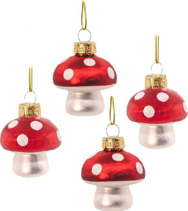 Skleněné ručně vyrobené vánoční ozdoby v sadě 4 ks ø 4