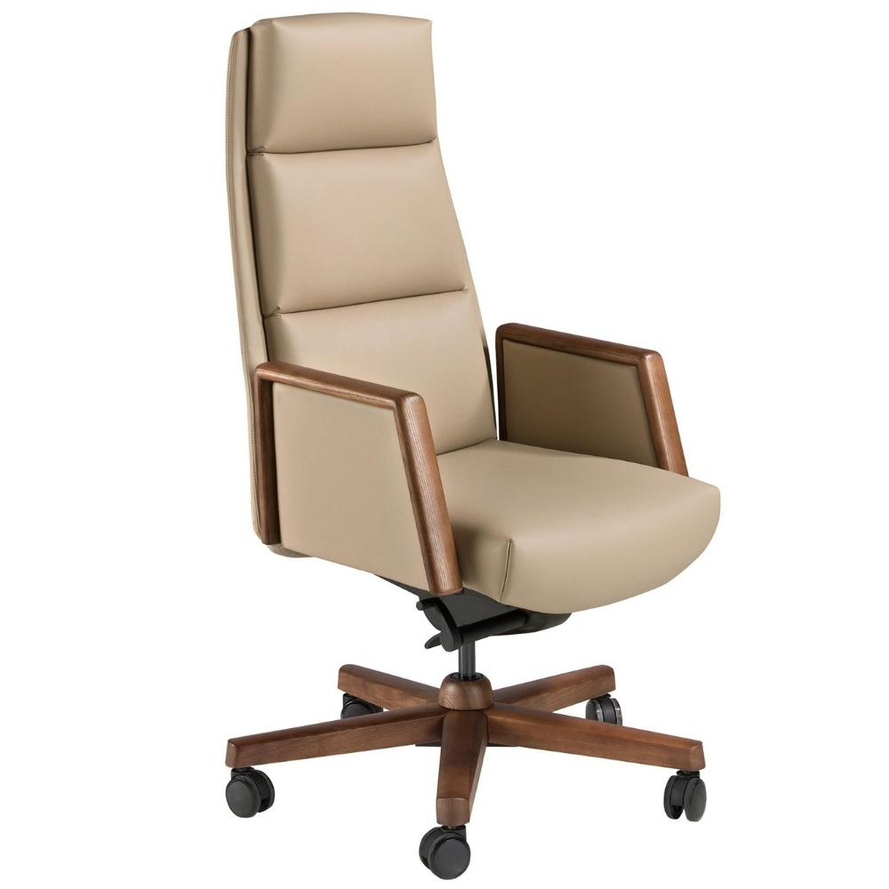 Angel Cerdá Béžová koženková kancelářská židle No. 4213