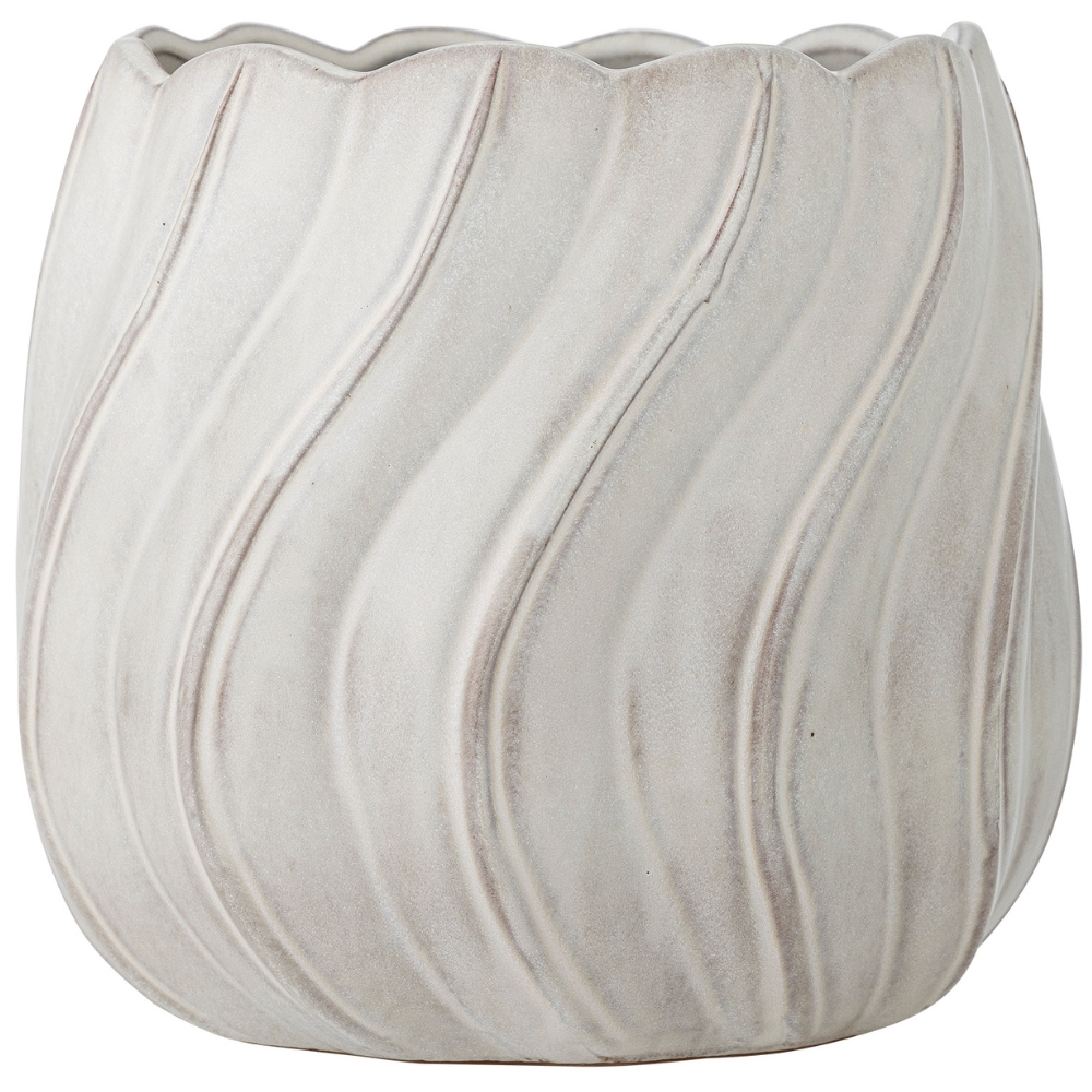 Bloomingville Bílý kameninový květináč Isidora 20 cm