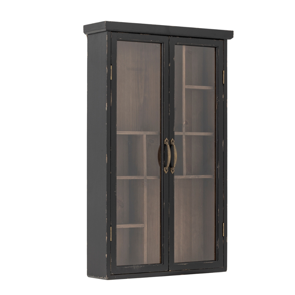 Bloomingville Černá dřevěná vintage vitrína Hazem 80 x 50 cm