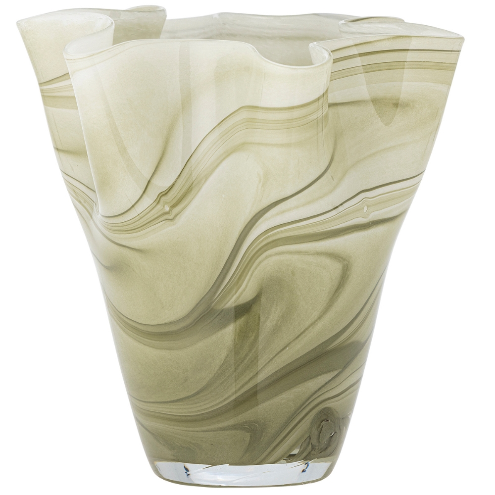 Bloomingville Zelená skleněná váza Toryn 24 cm