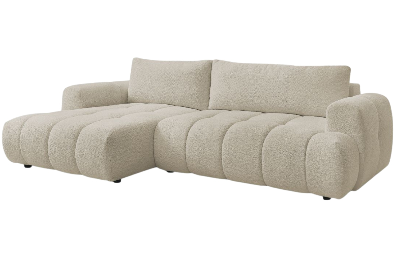 Bobochic Paris Béžová bouclé rozkládací pohovka Fuji 292 cm