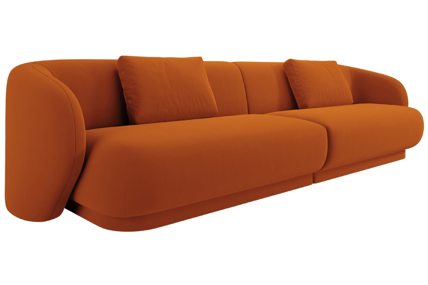 Cosmopolitan Design Terakotově oranžová sametová čtyřmístná pohovka Camden 304 cm