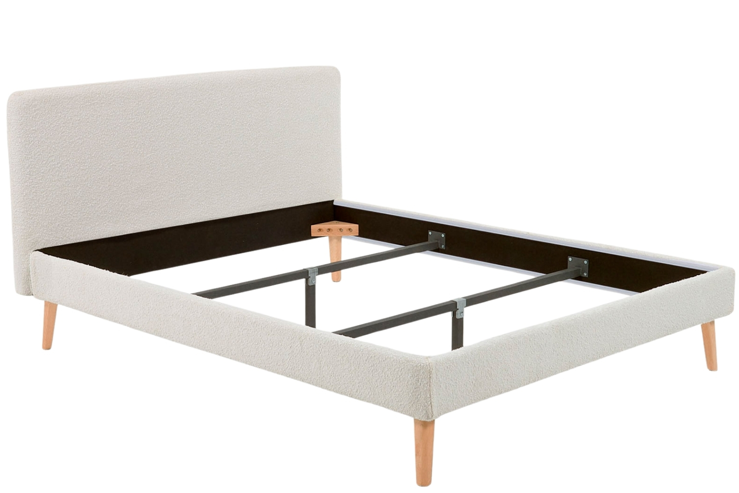 Kave Home Bílá bouclé dvoulůžková postel Dyla 160 x 200 cm