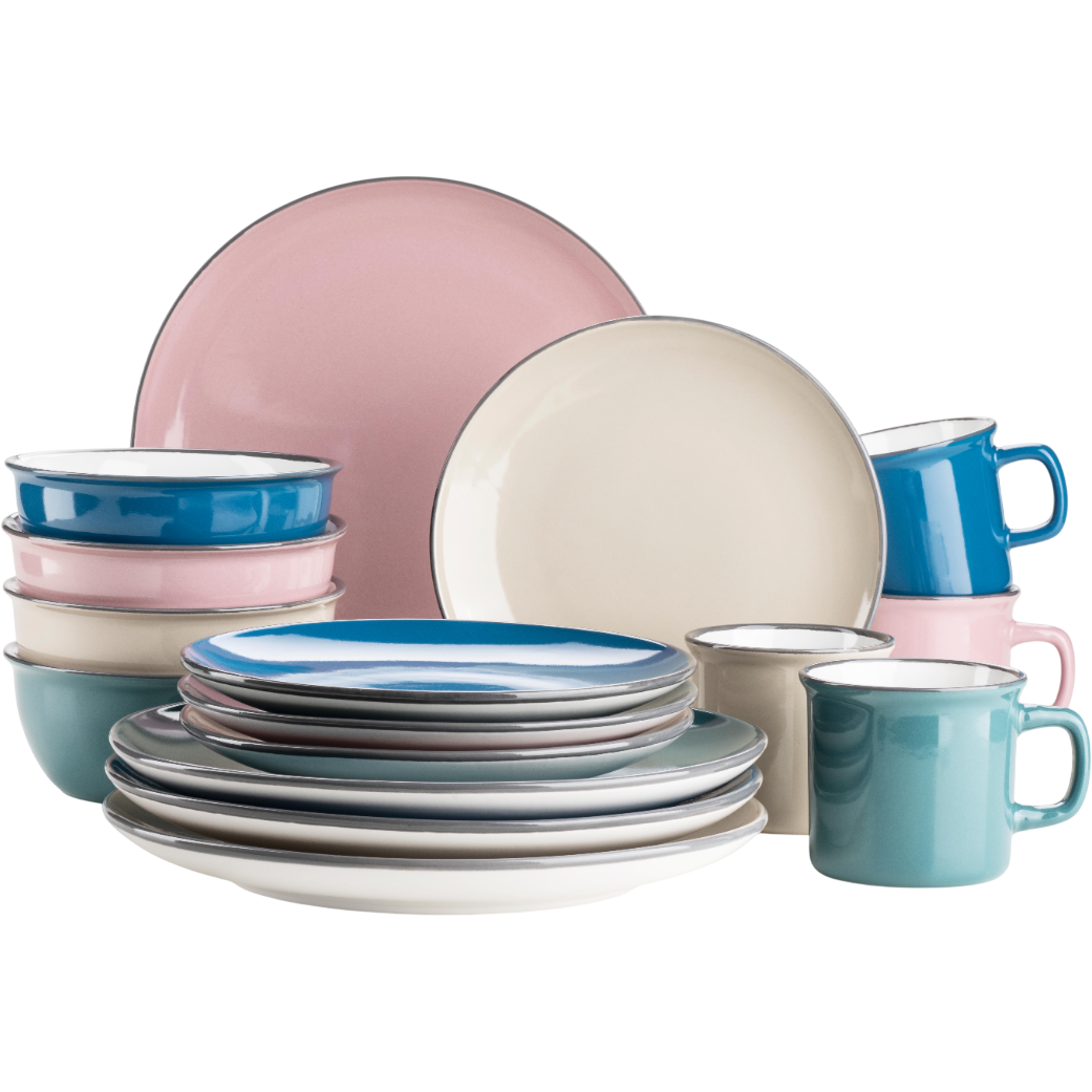 Mäser Jídelní sada nádobí 16 ks MAILA – petrolejová mix Mäser