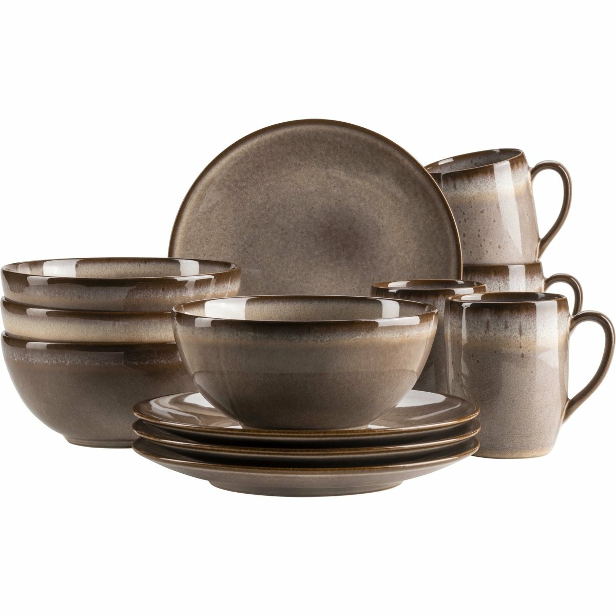 Mäser Sada nádobí na snídani 12 ks SMOKY'S – hnědá Mäser