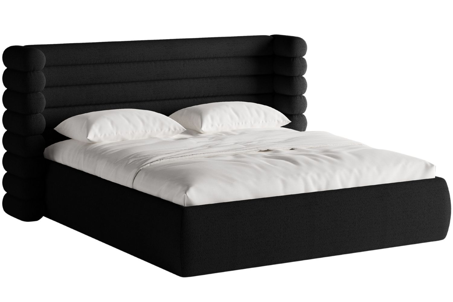 Micadoni Černá bouclé dvoulůžková postel Mount 180 x 200 cm