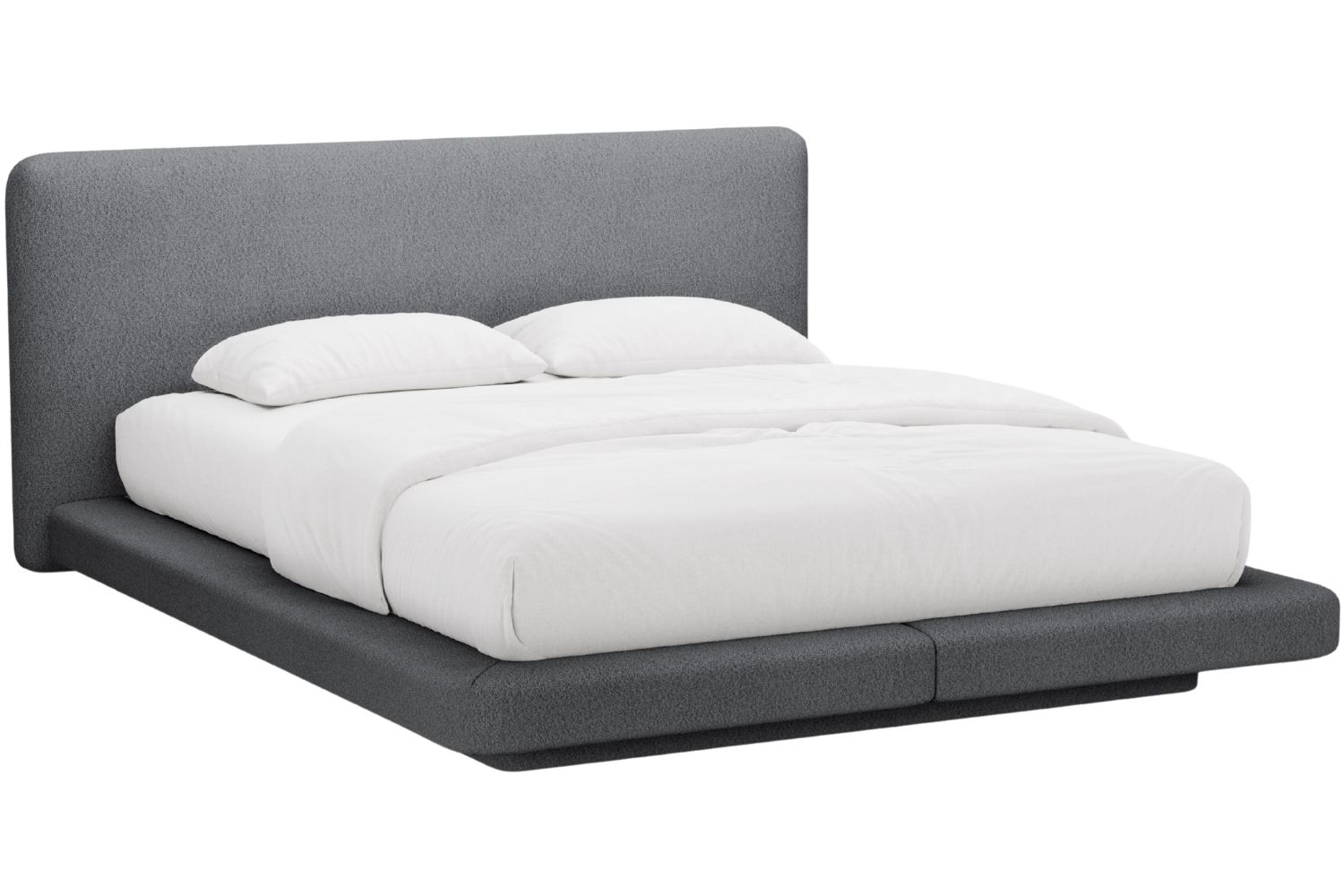 Micadoni Šedá bouclé dvoulůžková postel Linea 160 x 200 cm