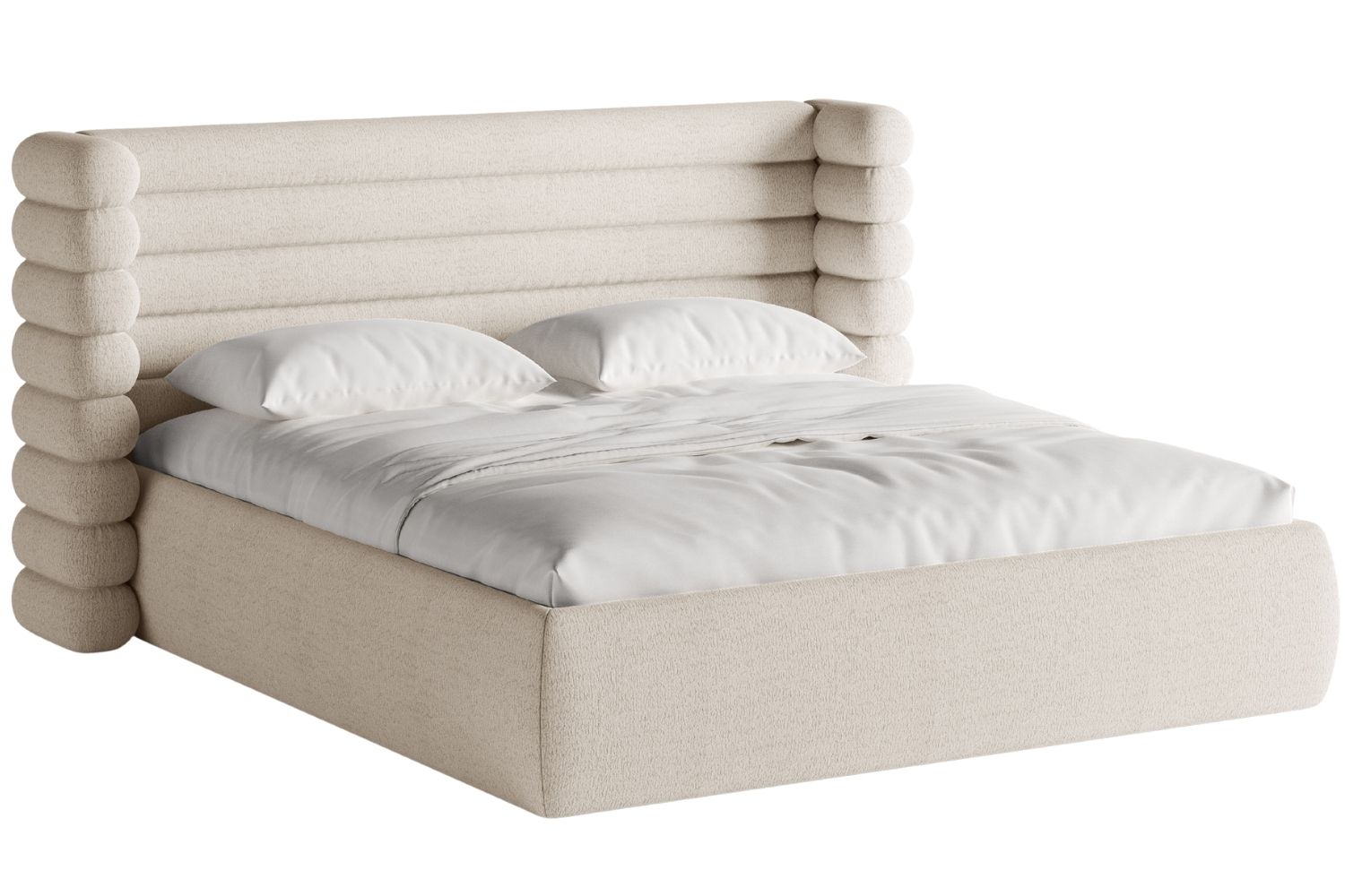 Micadoni Světle béžová bouclé dvoulůžková postel Mount 180 x 200 cm