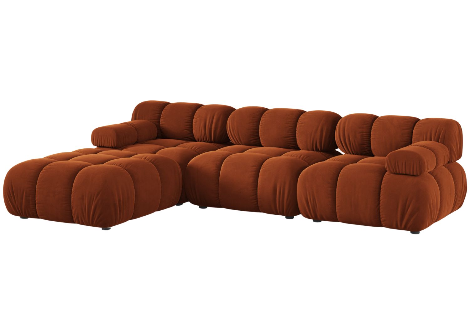 Micadoni Terakotově oranžová sametová rohová pohovka Bellis 282 cm