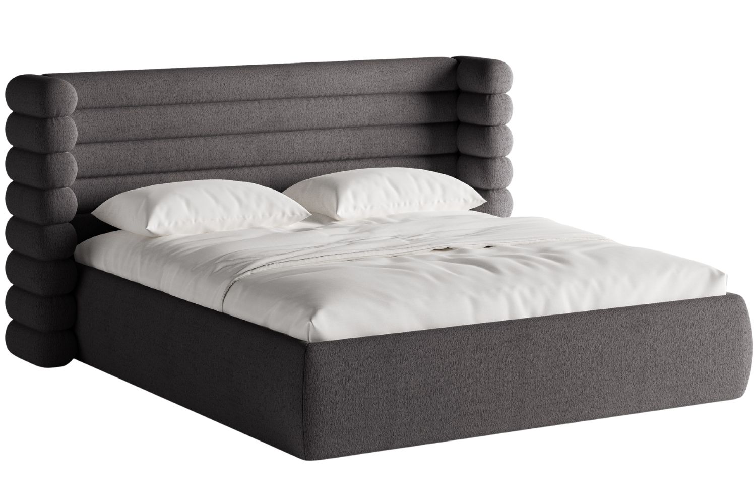 Micadoni Tmavě šedá bouclé dvoulůžková postel Mount 160 x 200 cm