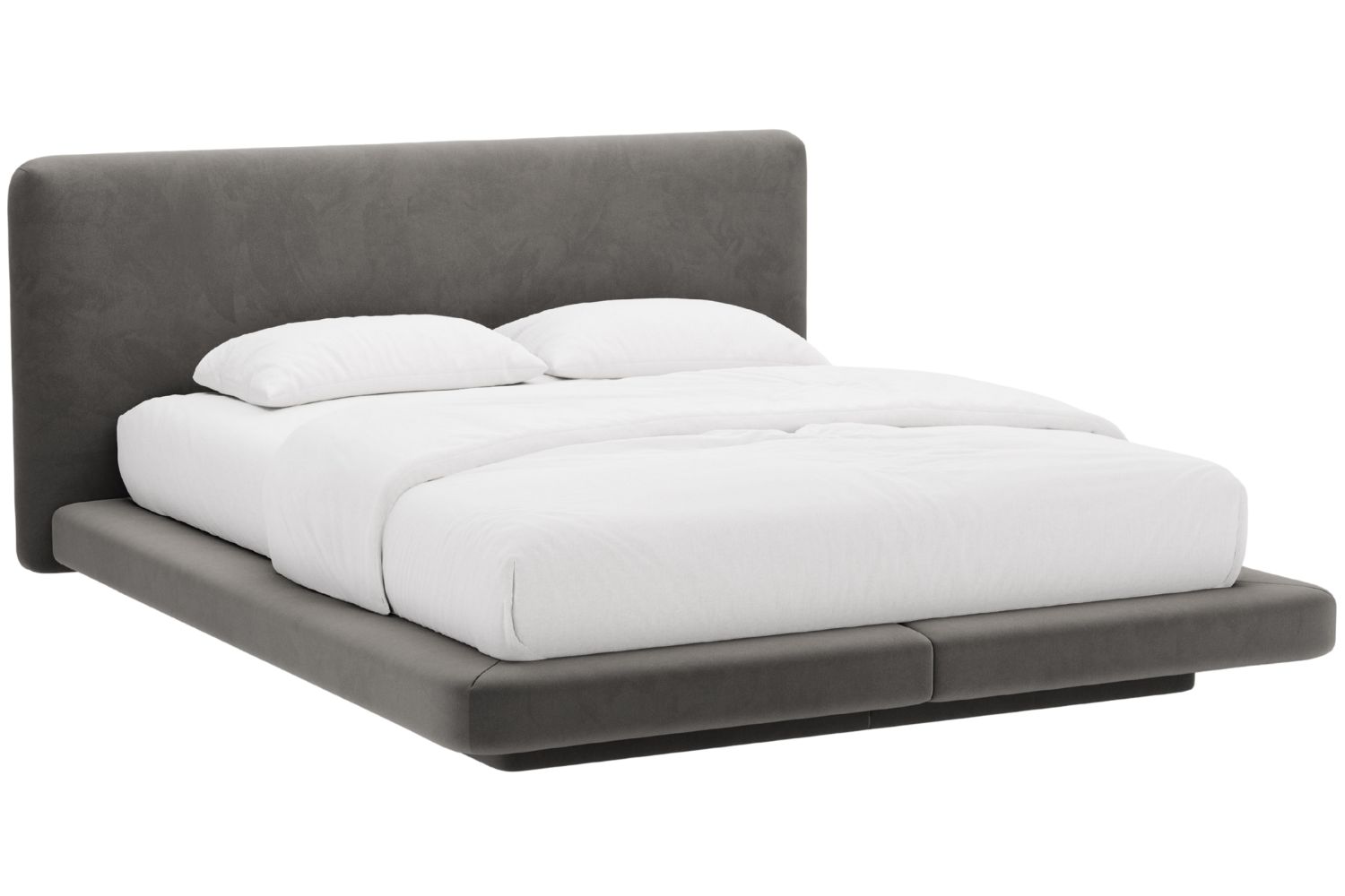 Micadoni Tmavě šedá sametová dvoulůžková postel Linea 180 x 200 cm