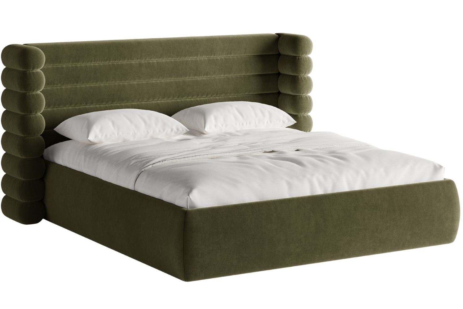 Micadoni Zelená sametová dvoulůžková postel Mount 160 x 200 cm