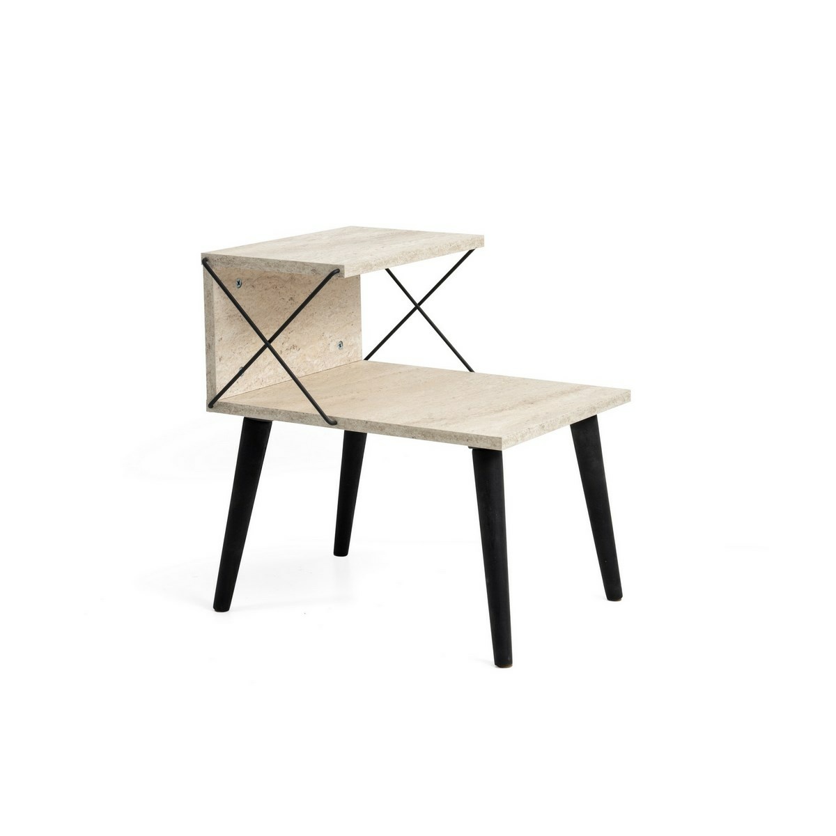 Noční stolek Cross Travertine and Black Hanah Home