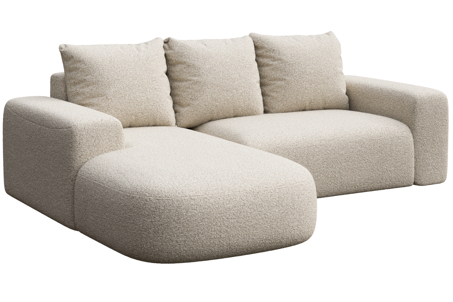 Rodier Béžová bouclé rohová pohovka Monce 255 cm