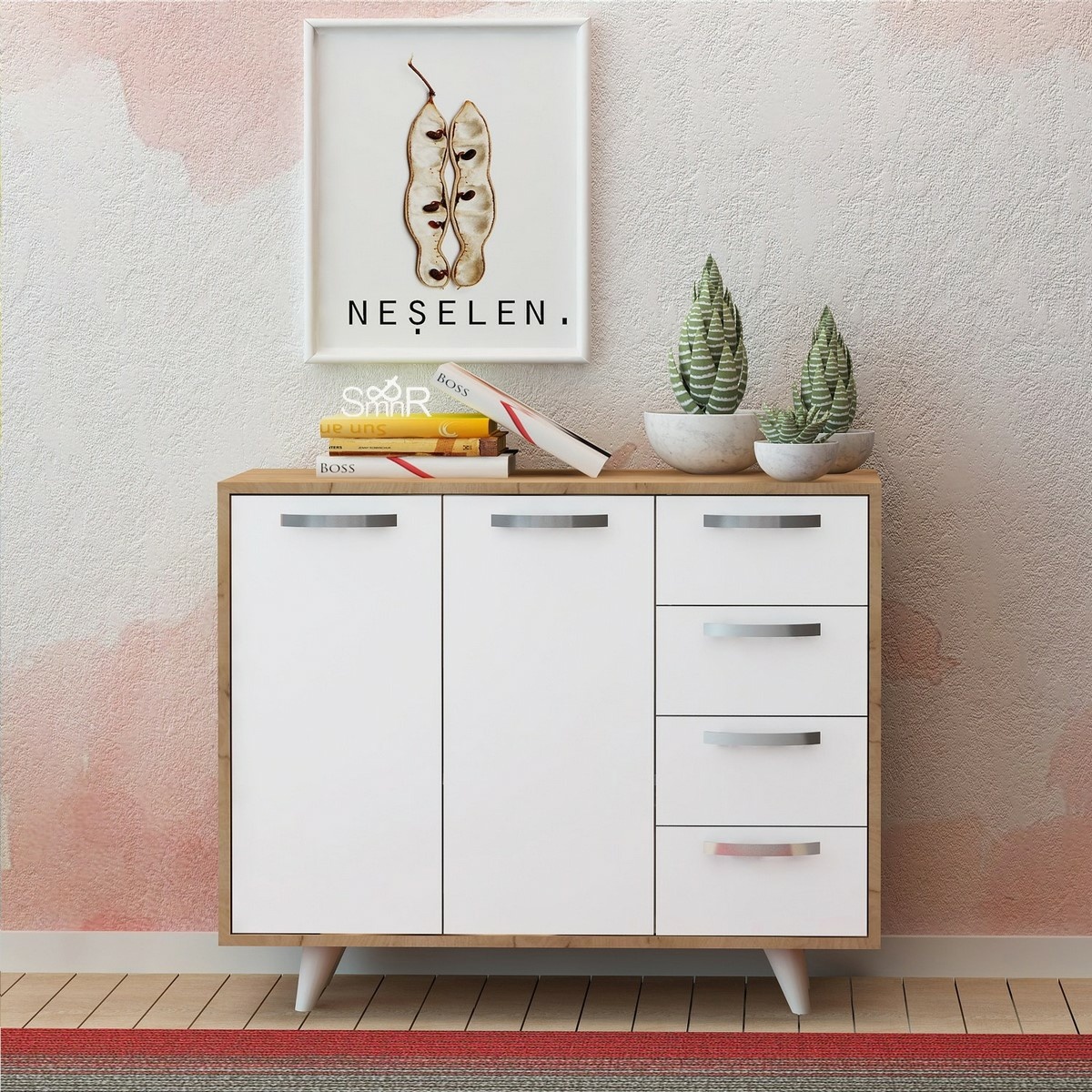 Skříňka Waga Oak and White Hanah Home