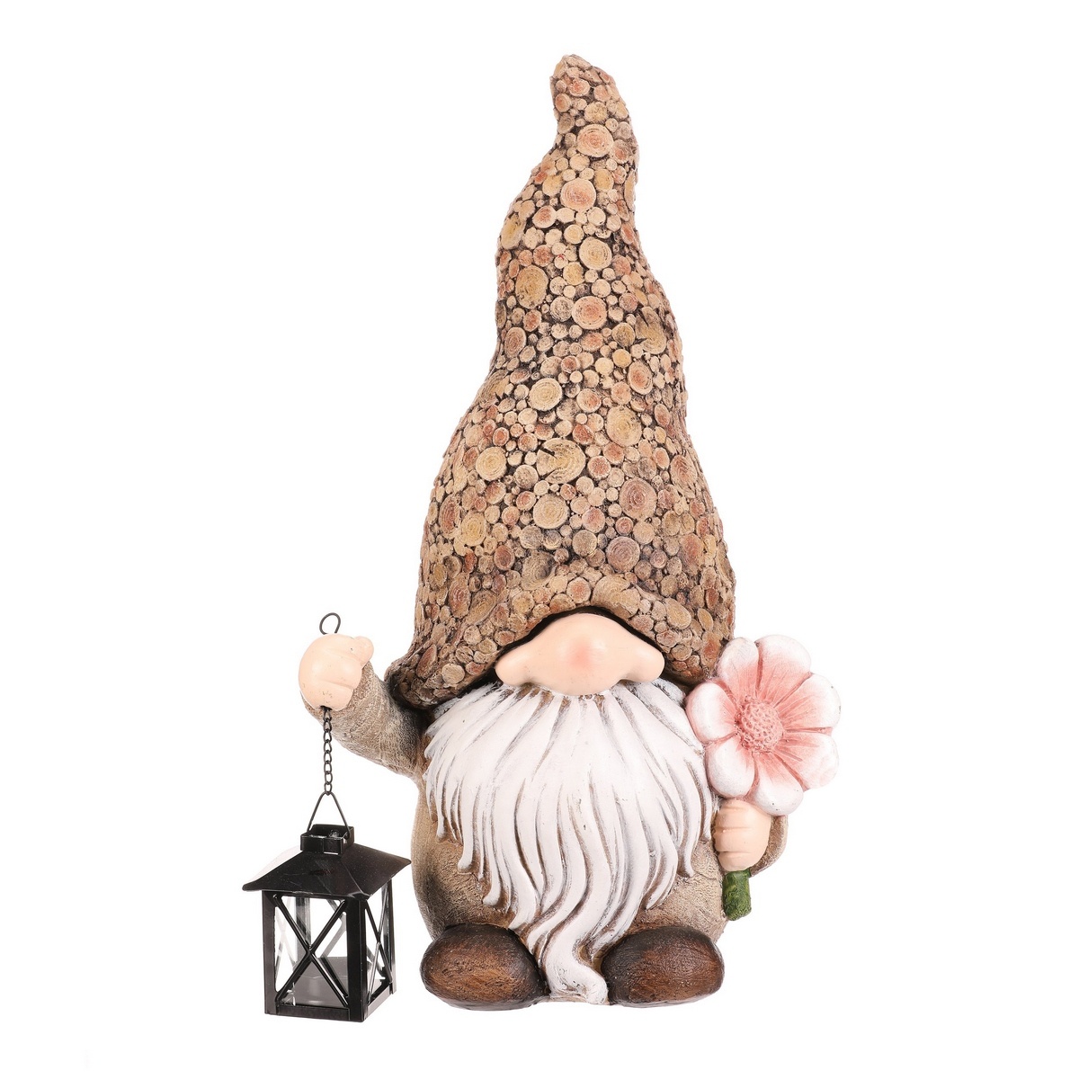 Skřítek s květinou a lucernou na svíčku