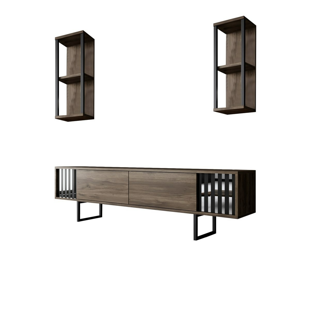 Televizní stolek s policemi Chrome Walnut and Black Hanah Home