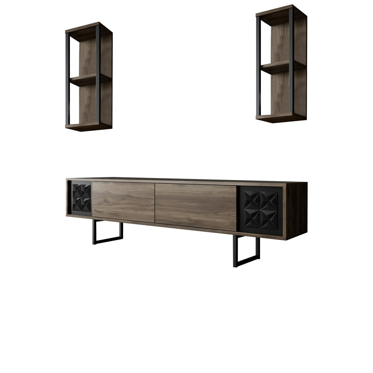 Televizní stolek s policemi Line Walnut and Black Hanah Home