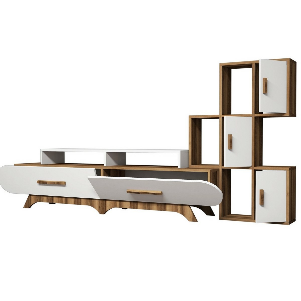 Televizní stolek se skříňkou Flora S White and Walnut Hanah Home