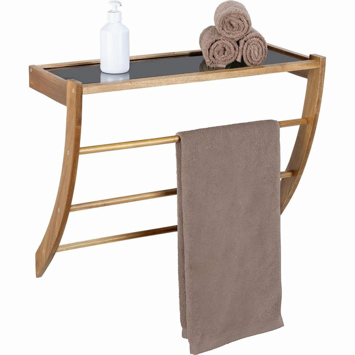 Wenko Koupelnová polička s tyčí z akácie FONDI Wenko
