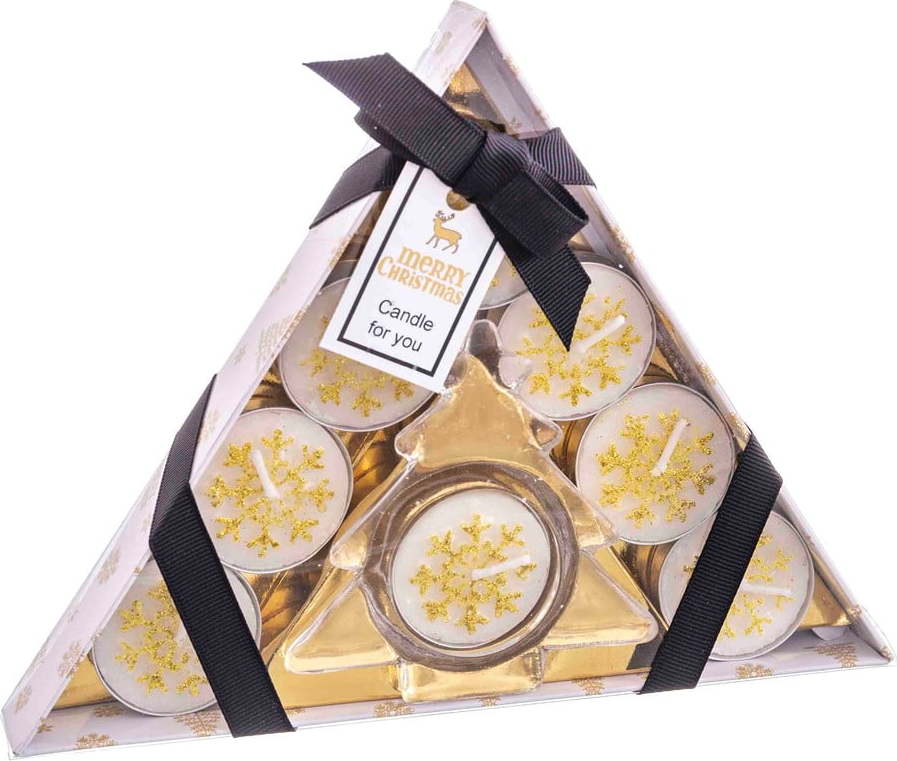 Čajový set svíček a svícnu 8 ks s vánočním motivem – Casa Selección