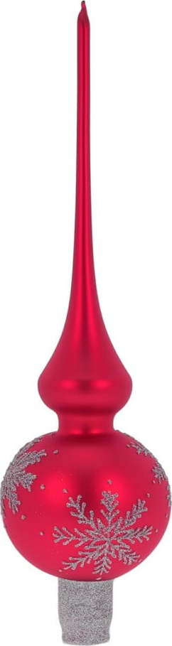 Červená skleněná špička na vánoční strom Ego Dekor
