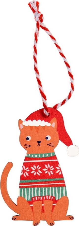 Dřevěná vánoční ozdoba 5 cm Ginger Cat – Rex London