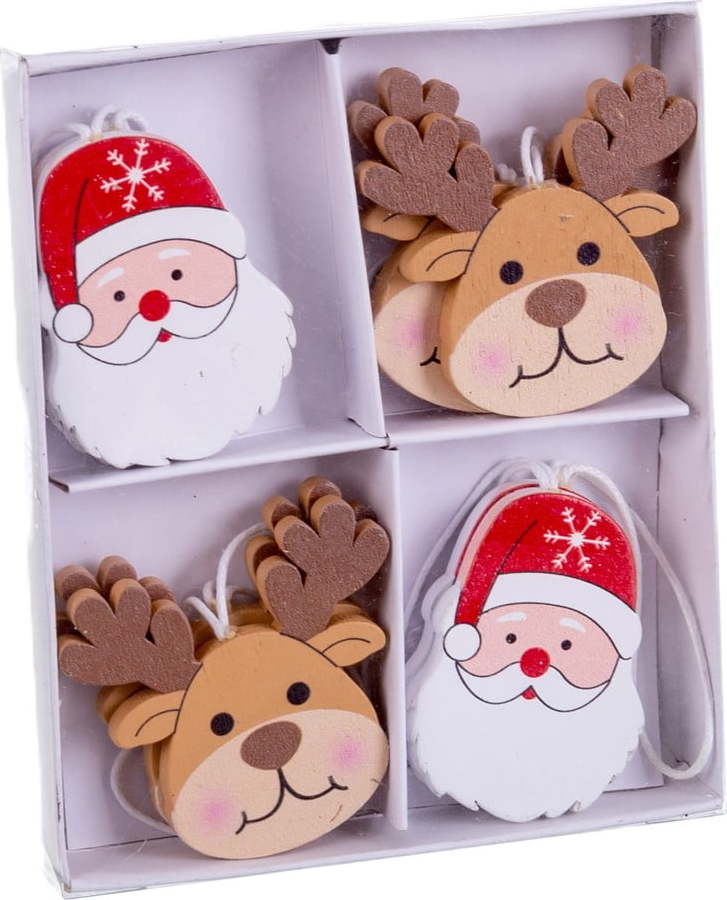 Dřevěné vánoční ozdoby v sadě 8 ks 5 cm Figures – Casa Selección