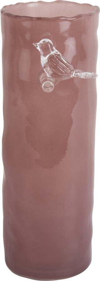Růžová skleněná váza (výška 27 cm) Bird On Branch – PT LIVING