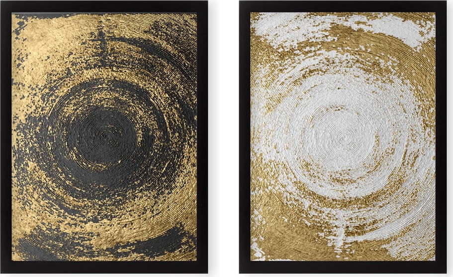 Sada 2 obrazů Tablo Center Circles Golden