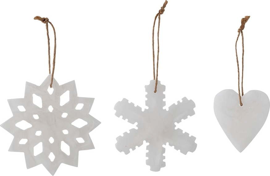 Sada 3 bílých závěsných vánočních ozdob Bloomingville Otta