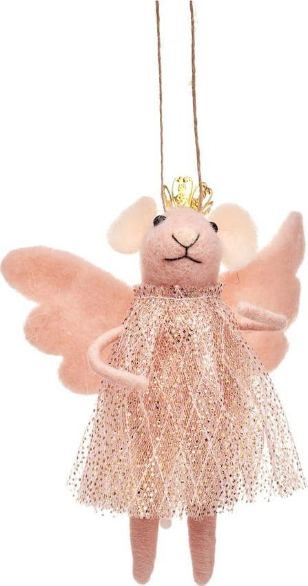 Textilní ručně vyrobená vánoční ozdoba 13 cm Pink Princess Fairy Mouse – Sass & Belle