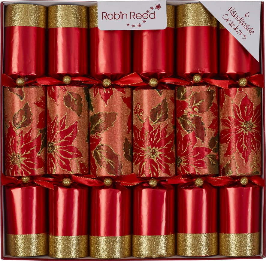 Vánoční crackery v sadě 6 ks Glittery Poinsettia – Robin Reed