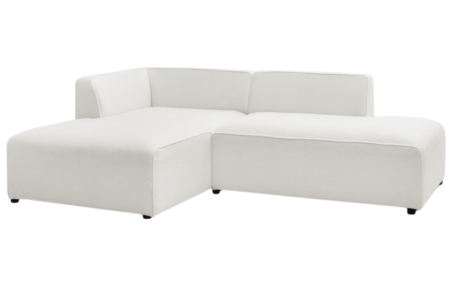 Bobochic Paris Bílá bouclé rohová pohovka Megeve 250 cm