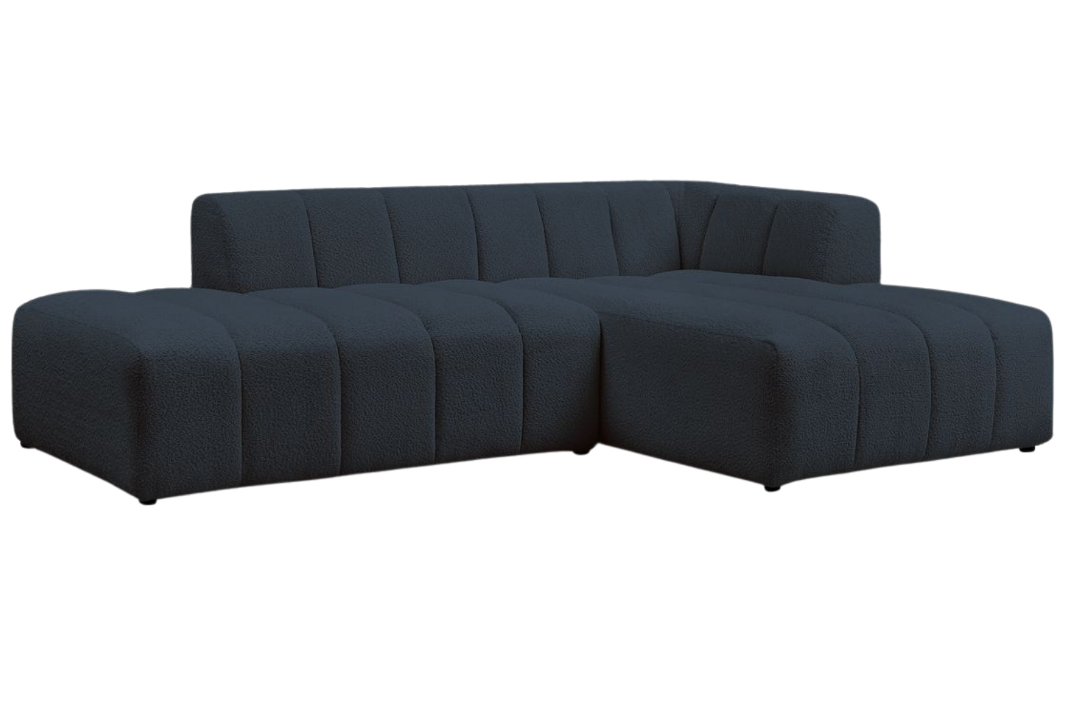 Bobochic Paris Tmavě modrá bouclé rohová pohovka Annecy 262 cm