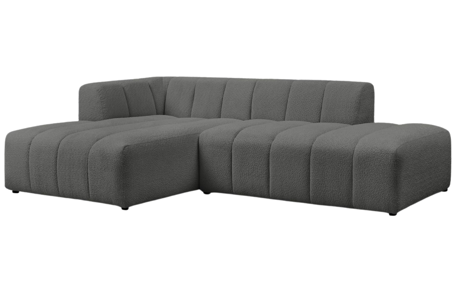 Bobochic Paris Tmavě šedá bouclé rohová pohovka Annecy 262 cm