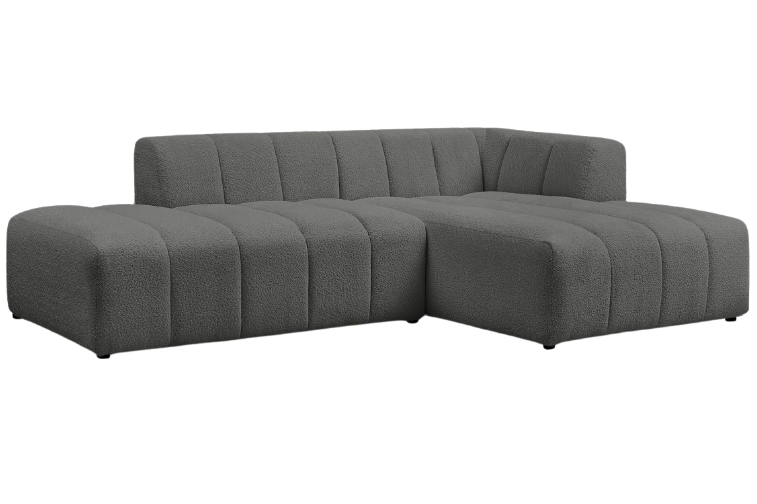Bobochic Paris Tmavě šedá bouclé rohová pohovka Annecy 262 cm