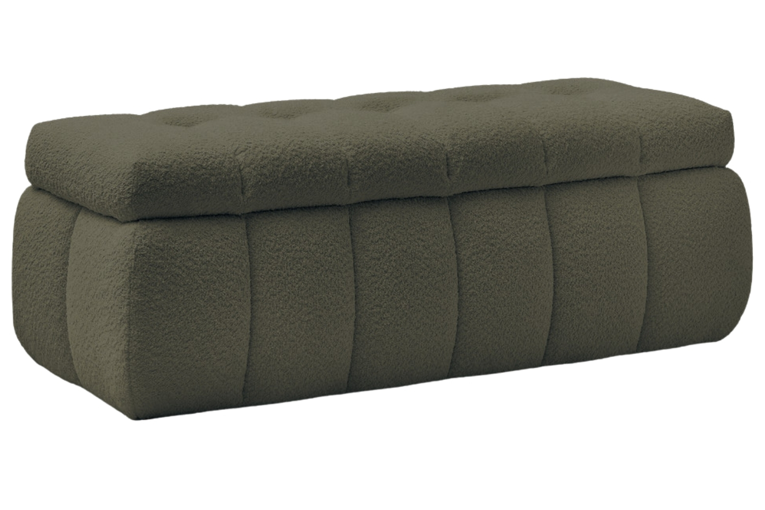 Bobochic Paris Zelená bouclé lavice Mont-Blanc 144 cm s úložným prostorem