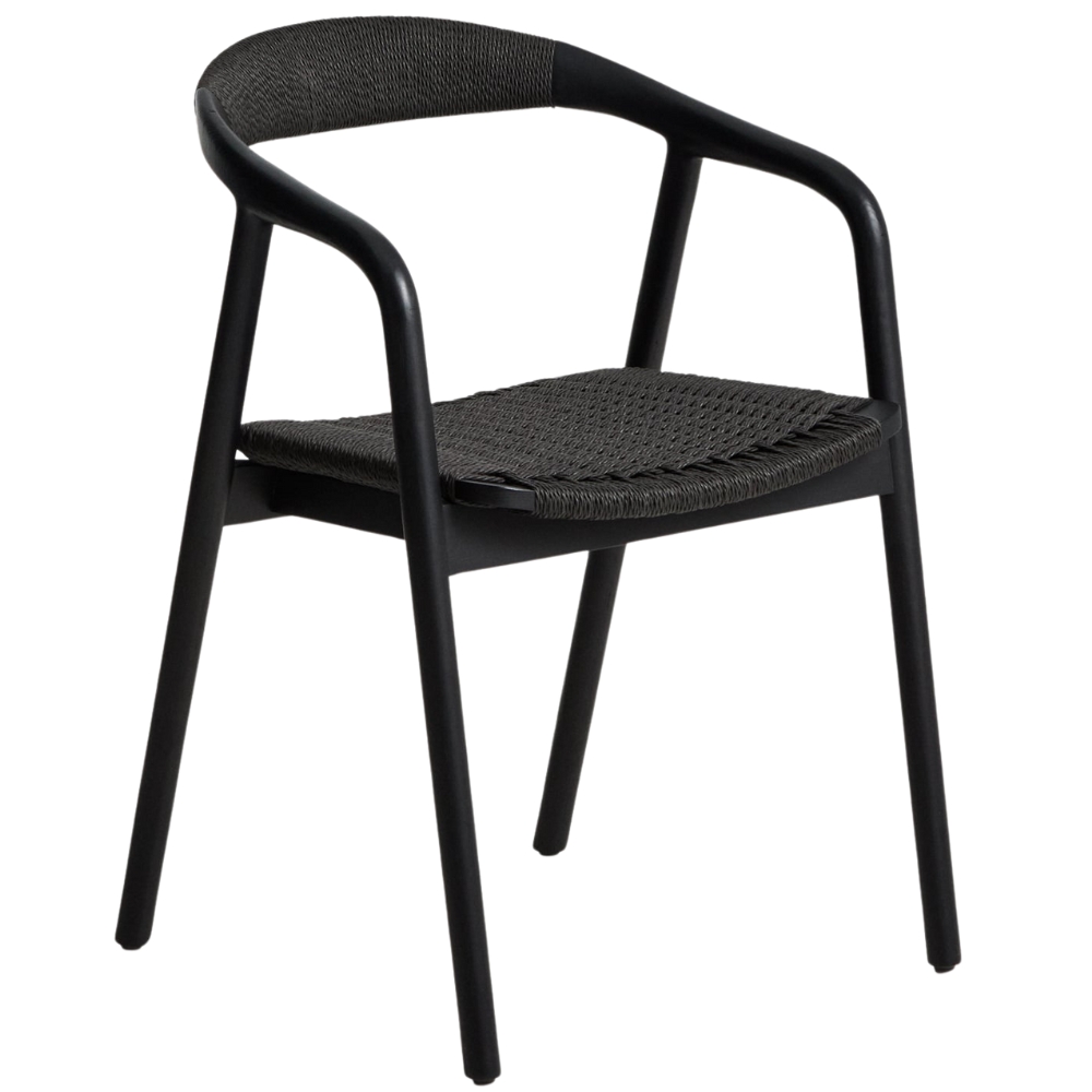 Kave Home Černá dubová židle Derile s výpletem