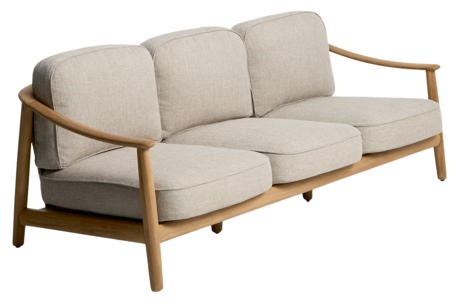 Kave Home Dřevěná zahradní trojmístná pohovka Elunda 215 cm s výpletem